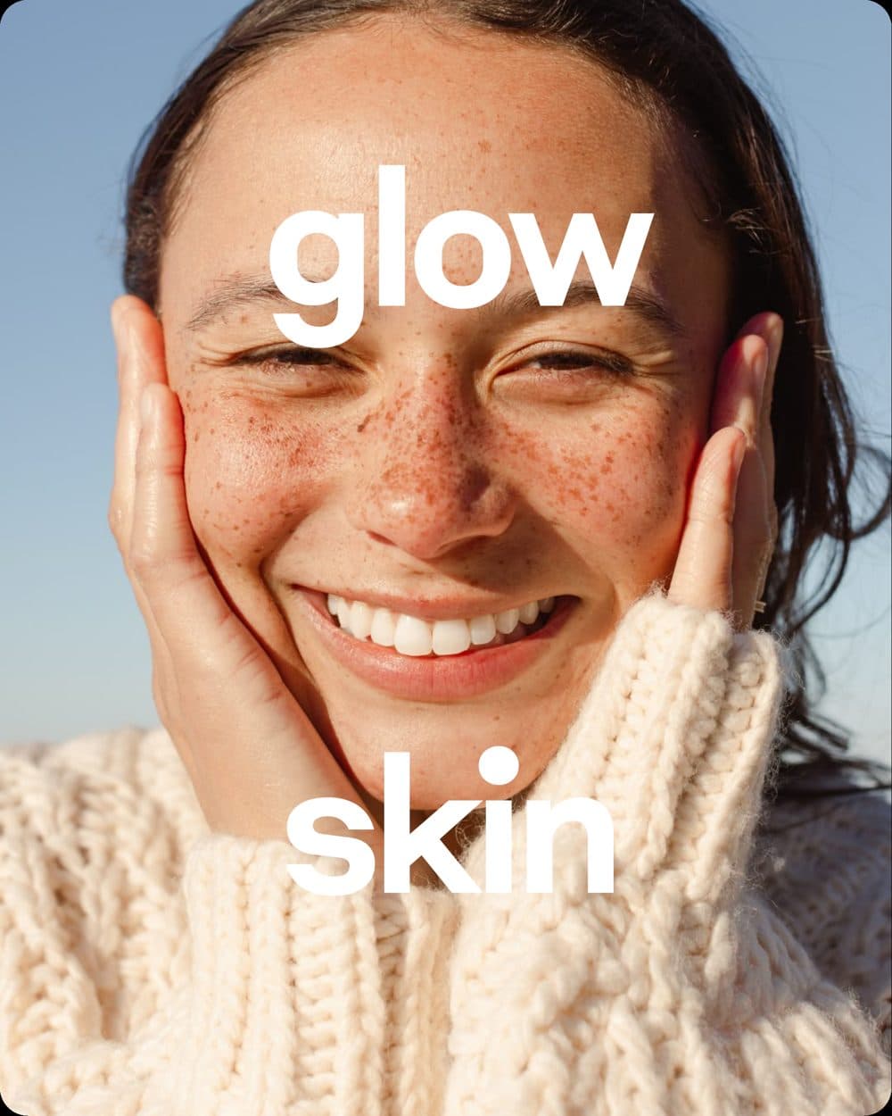 Glow and skin, smiling model in sunlight