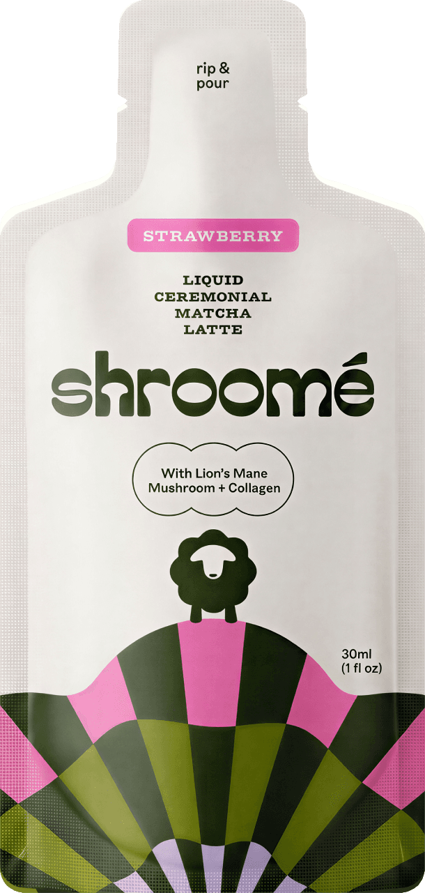 shroomé Strawberry liquid ceremonial matcha latte sachet, sold out